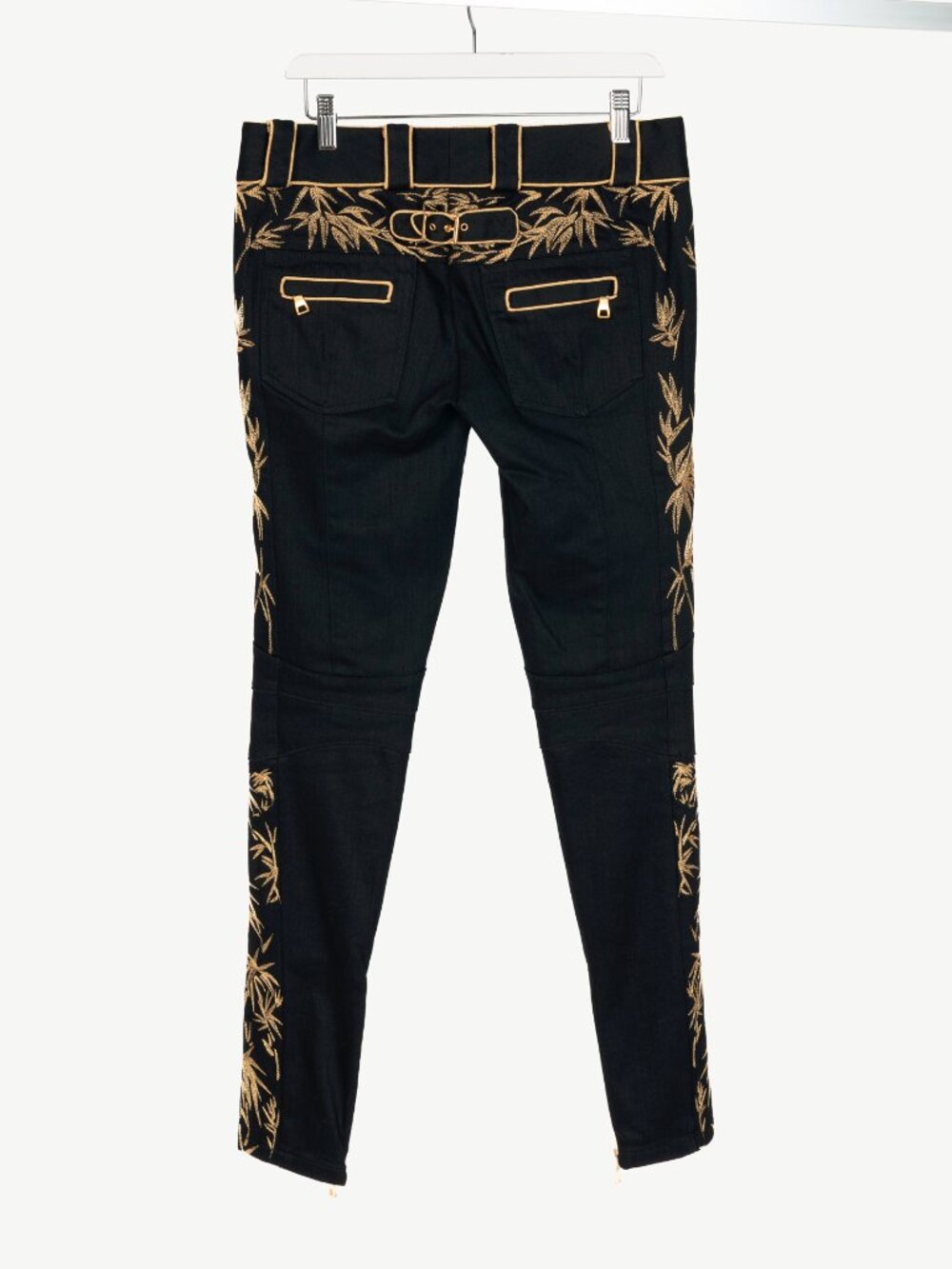 Balmain Black Embroidered Piped Riding-Style Jeans - Picture 2 of 12